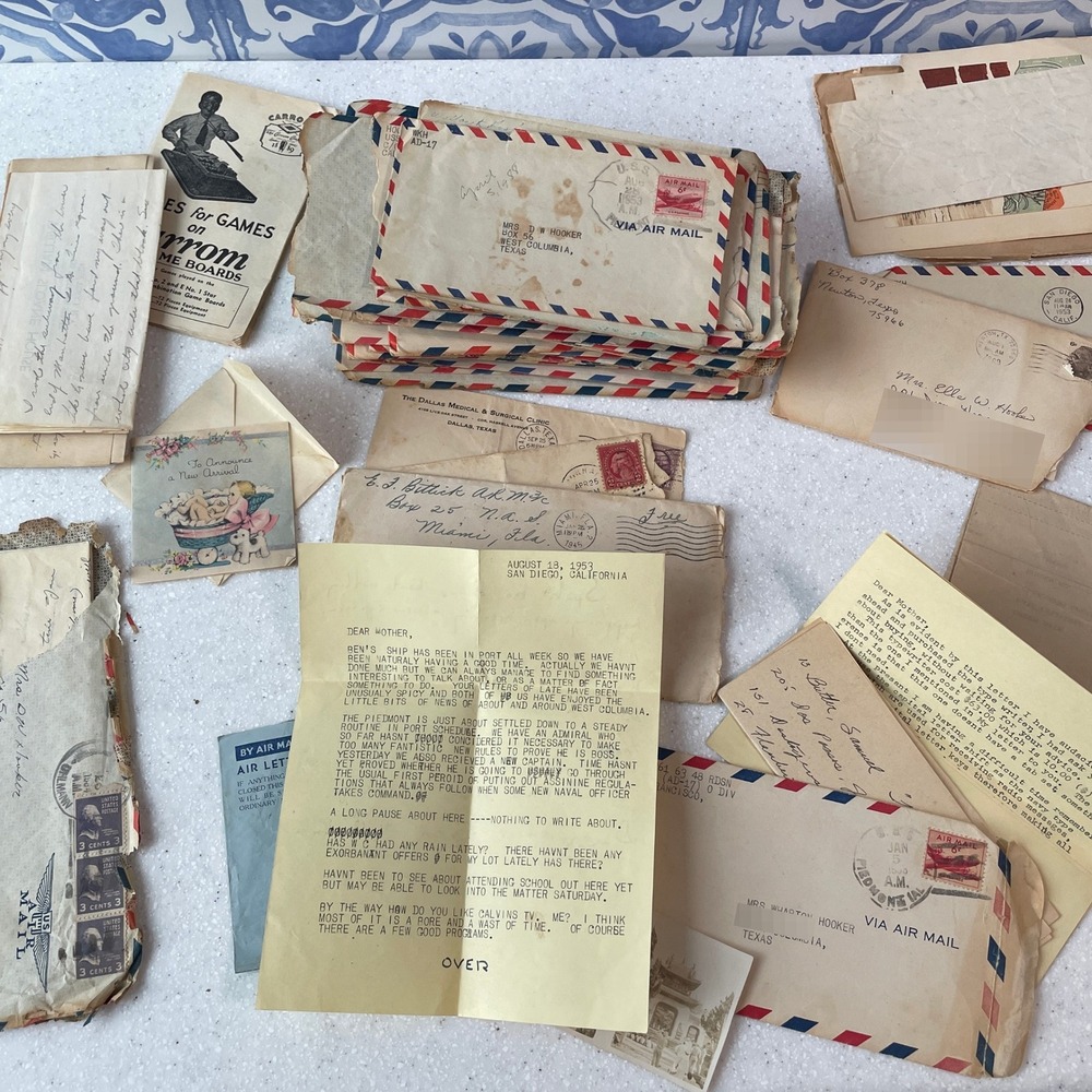 Vintage 1950s Navy Airmail Letters Ephemera Lot USS Piedmont Hawaii Hong Kong